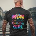 Mom Of The Birthday Girl Funny Mama Tie Dye Men's Crewneck Short Sleeve Back Print T-shirt Gifts for Old Men