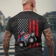 Monster Truck American Flag Racing Usa Patriotic Men's Crewneck Short Sleeve Back Print T-shirt Gifts for Old Men