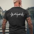 Music Frequency Heartbeat Pulse Treble Clef Musical Notes Men's Crewneck Short Sleeve Back Print T-shirt Gifts for Old Men