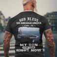 My Son Is On Uss Abraham Lincoln Cvn Men's Crewneck Short Sleeve Back Print T-shirt Gifts for Old Men