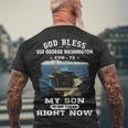 My Son Is On Uss George Washington Cvn Men's Crewneck Short Sleeve Back Print T-shirt Gifts for Old Men
