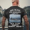 My Son Is On Uss Nebraska Ssbn Men's Crewneck Short Sleeve Back Print T-shirt Gifts for Old Men