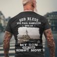 My Son Is On Uss Paul Hamilton Ddg Men's Crewneck Short Sleeve Back Print T-shirt Gifts for Old Men