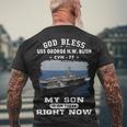 My Son Is On Uss Uss George H W Bush Cvn Men's Crewneck Short Sleeve Back Print T-shirt Gifts for Old Men