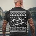 Nasty Woman Ugly Christmas Sweater Design Hillary Clinton Men's Crewneck Short Sleeve Back Print T-shirt Gifts for Old Men
