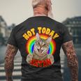 Not Today Satan Funny Cat Rainbow Men's Crewneck Short Sleeve Back Print T-shirt Gifts for Old Men
