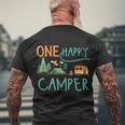One Happy Camper First Birthday Gift Camping Matching Gift Men's Crewneck Short Sleeve Back Print T-shirt Gifts for Old Men