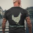 Party Animal Chicken Birthday Chicken Birthday Men's Crewneck Short Sleeve Back Print T-shirt Gifts for Old Men