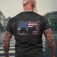 Patriotic Squirrel American Flag Cool Wild Animals Lover Men's Crewneck Short Sleeve Back Print T-shirt Gifts for Old Men