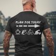 Plan For Today Coffee Fishing Beer Sex Tshirt Men's Crewneck Short Sleeve Back Print T-shirt Gifts for Old Men