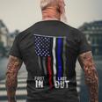 Police Fire Ems First Responder American Flag Men's Crewneck Short Sleeve Back Print T-shirt Gifts for Old Men