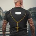 Priest Costume Cross Religion Men's Crewneck Short Sleeve Back Print T-shirt Gifts for Old Men