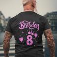 Princess Birthday Girl 8 Year Old Funny Birthday Girl Men's Crewneck Short Sleeve Back Print T-shirt Gifts for Old Men