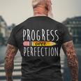 Progress Over Perfection Men's Crewneck Short Sleeve Back Print T-shirt Gifts for Old Men