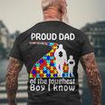 Proud Autism Dad Of The Toughest Boy I Know Tshirt Men's Crewneck Short Sleeve Back Print T-shirt Gifts for Old Men