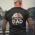 Proud Dad Lgbt Flag Gay Lesbian Pride Parades Rainbow Funny Gift Men's Crewneck Short Sleeve Back Print T-shirt Gifts for Old Men