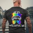 Proud Mom Lgbt Rainbow Pride Tshirt Men's Crewneck Short Sleeve Back Print T-shirt Gifts for Old Men