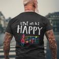 Put On A Happy Face Music Notes Funny Teacher Tshirt Men's Crewneck Short Sleeve Back Print T-shirt Gifts for Old Men