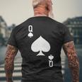 Queen Spades Card Halloween Costume Dark Men's Back Print T-shirt Gifts for Old Men