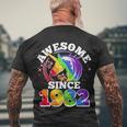 Rainbow Unicorn Awesome Since 1982 40Th Birthday Men's Crewneck Short Sleeve Back Print T-shirt Gifts for Old Men
