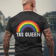 Rainbow Yas Queen Lgbt Gay Pride Lesbian Bisexual Ally Quote Men's Crewneck Short Sleeve Back Print T-shirt Gifts for Old Men
