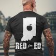 Red For Ed Indiana Teachers Apple Men's Crewneck Short Sleeve Back Print T-shirt Gifts for Old Men