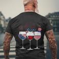 Red White And Blue Wine Glass 4Th Of July Men's Crewneck Short Sleeve Back Print T-shirt Gifts for Old Men