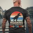 Roaring Into 3Rd Grade Dinosaur Back To School Men's Crewneck Short Sleeve Back Print T-shirt Gifts for Old Men