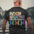 Rock Your Socks For World Down Syndrome Day Men's Crewneck Short Sleeve Back Print T-shirt Gifts for Old Men