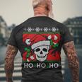 Santa Skull Candy Cane Ugly Christmas Sweater T-Shirt Men's T-shirt Back Print Gifts for Old Men