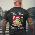 Sea Sun Christmas In July Santa Surfing Lake Party Men's Crewneck Short Sleeve Back Print T-shirt Gifts for Old Men
