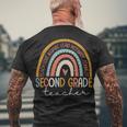 Second Grade Teacher Teach Love Inspire Boho Rainbow Men's T-shirt Back Print Gifts for Old Men