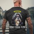 Shitzu Dog Holy Shih Tzu Men's Crewneck Short Sleeve Back Print T-shirt Gifts for Old Men