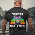 Sounds Gay Im In Rainbow Cat Pride Retro Cat Gay Funny Gift Men's Crewneck Short Sleeve Back Print T-shirt Gifts for Old Men