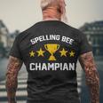 Spelling Bee Champian Funny Men's Crewneck Short Sleeve Back Print T-shirt Gifts for Old Men