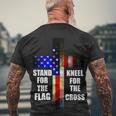 Stand For The Flag Kneel For The Cross Usa Flag Men's Crewneck Short Sleeve Back Print T-shirt Gifts for Old Men