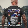 Take A Shot For Harambe Tshirt Men's Crewneck Short Sleeve Back Print T-shirt Gifts for Old Men