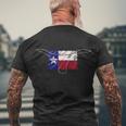 Texas Flag Barbwire Tough Men's Crewneck Short Sleeve Back Print T-shirt Gifts for Old Men