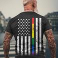 Thin Rainbow Line Lgbt Gay Pride Flag Tshirt Men's Crewneck Short Sleeve Back Print T-shirt Gifts for Old Men