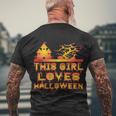 This Girl Loves Halloween Funny Hallloween Quote Men's Crewneck Short Sleeve Back Print T-shirt Gifts for Old Men