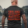 This Girl Loves Halloween Funny Halloween Quote Men's Crewneck Short Sleeve Back Print T-shirt Gifts for Old Men