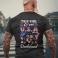 This Girl Loves Usa And Her Dog 4Th Of July Dachshund Dog Men's Crewneck Short Sleeve Back Print T-shirt Gifts for Old Men