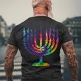 Tie Dye Menorah Hanukkah Chanukah Men's Crewneck Short Sleeve Back Print T-shirt Gifts for Old Men