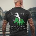 To The Disco Magical Unicorn Dinosaur Retro 80S Party Men's Crewneck Short Sleeve Back Print T-shirt Gifts for Old Men