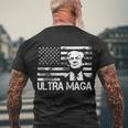 Trendy Ultra Maga Pro Trump American Flag 4Th Of July Retro Funny Gift Men's Crewneck Short Sleeve Back Print T-shirt Gifts for Old Men