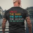 Uncle The Man The Myth The Legend The Bad Influence Men's Crewneck Short Sleeve Back Print T-shirt Gifts for Old Men
