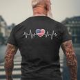 United States Heartbeat American Flag American Pride Gift Men's Crewneck Short Sleeve Back Print T-shirt Gifts for Old Men