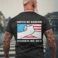 United We Bargain Divided We Beg Union Worker Pride Us Flag Gift Men's Crewneck Short Sleeve Back Print T-shirt Gifts for Old Men