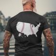 Us Map American Baseball Men's Crewneck Short Sleeve Back Print T-shirt Gifts for Old Men