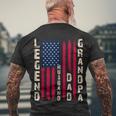 Usa Flag Fathers Day Dad The Legend Husband Dad Grandpa Men's Crewneck Short Sleeve Back Print T-shirt Gifts for Old Men